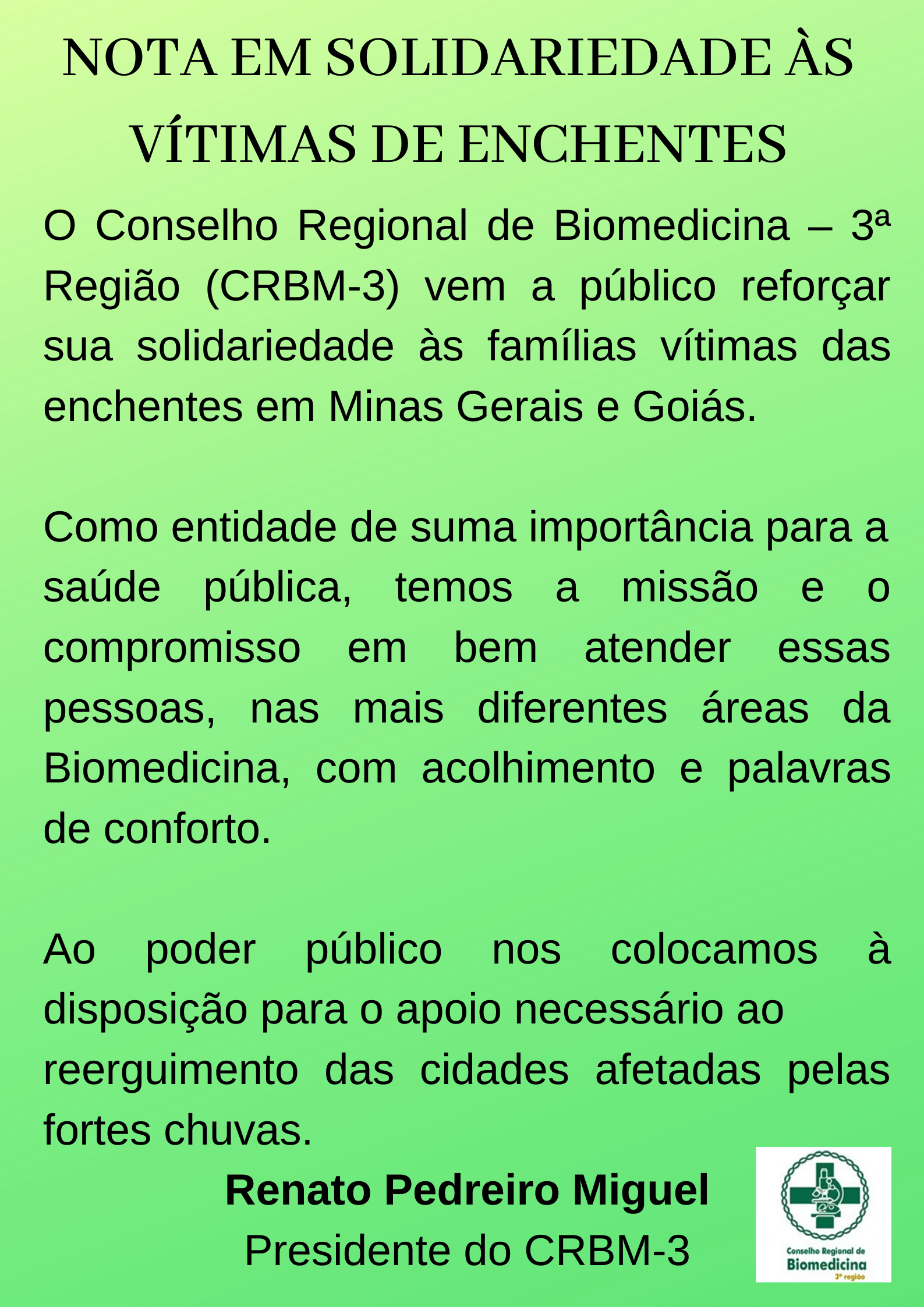 NOTA DE SOLIDARIEDADE